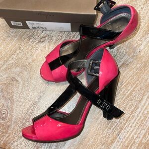 Patent pink black heels 7.5